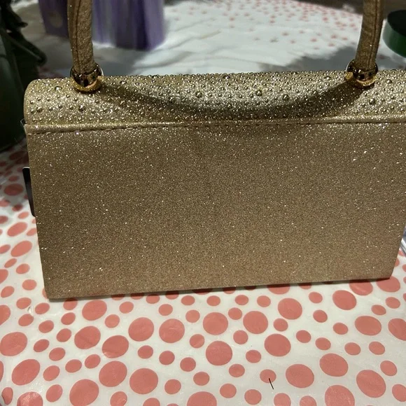 Gold Crystal-Embellished Top-Handle Clutch - Picture 2 of 2